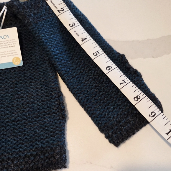 Shupaca Alpaca Knit Arm Warmers Fingerless Gloves Navy Blue NWT - Picture 3 of 3
